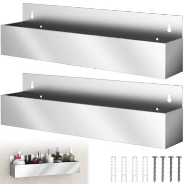 Imagem de woiron Suporte de garrafa de aço inoxidável, suporte de garrafa de licor de aço inoxidável com trilho de velocidade única de 55,88 cm montado na parede, rack de armazenamento de garrafas para bares