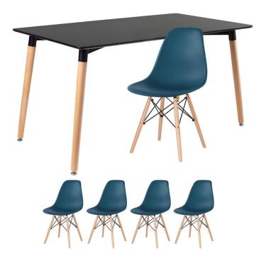 Imagem de KIT - Mesa retangular Eames 80 x 140 cm + 4 cadeiras DSW
