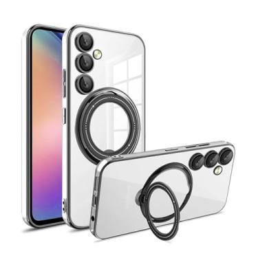 Imagem de HJZSZX Para Samsung S23Ultra Suporte Rotativo de Metal Revestimento TPU Transparente Capa Traseira (Para Samsung S23Ultra/Preto)