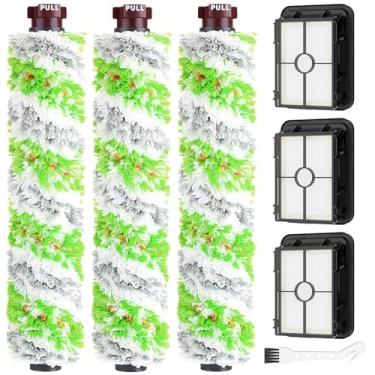 Imagem de Substituição de filtro de escova compatível com Bissell CrossWave Pet Pro All in One, 3 rolos de escova multisuperfície 1868 + 3 filtros de vácuo 1866 Filtro de vácuo, compare com a peça 1608683, 160