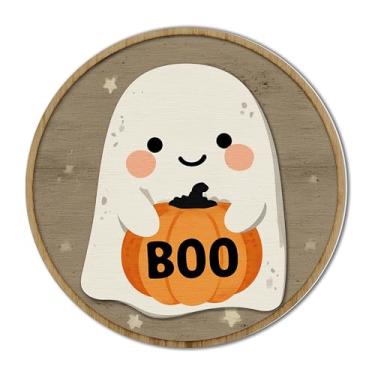 Imagem de TracyArt Decoração de parede de Halloween, presentes de terror - Boo Ghost, pôster de Halloween, decoração de terror, 30,5 cm x 30,5 cm