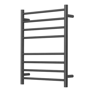 Imagem de SHARNDY Aquecedor de toalha elétrico - Toalheiro aquecido de parede para banheiro, design plug-in e acabamento em aço inoxidável escovado preto