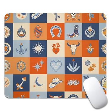 Imagem de Tapete de mouse com textura chique Western Squares, quadrado impermeável e antiderrapante para laptops de escritório