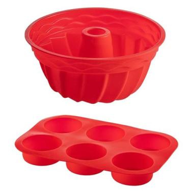Imagem de Jogo Formas de Silicone Espiral 23,5cm e 6 Cupcake Sortida - QUALITY H