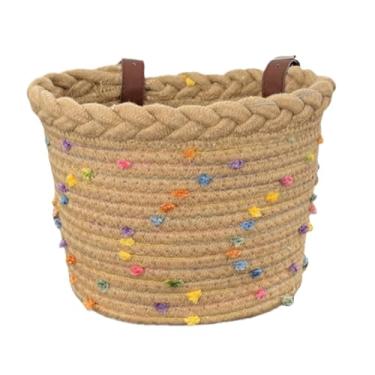 Imagem de Baoblaze Cesta de bicicleta infantil, cesta de bicicleta infantil prática e multifuncional, armazenamento com guidão de tecido para meninos e meninas, compras, Cáqui