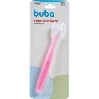 Imagem de Colher Anatómica Silicone Para Desenvolvimento do Bebe Rosa - Bubba