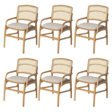 Imagem de Jogo 6 Cadeiras de Jantar Florença Estrutura em Madeira Jequitibá Natu
