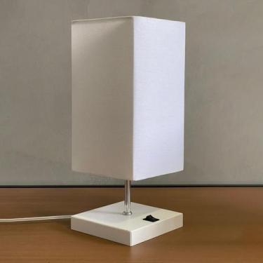 Imagem de Abajur Luminaria De Mesa Clássico Quadrado alumínio Com interruptor e 