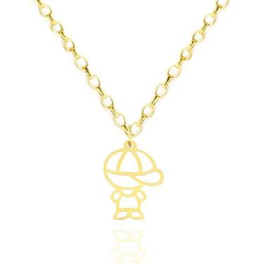 Imagem de Corrente Portuguesa Com Pingente Menino Filho Em Ouro 18k - AGAPRIME J