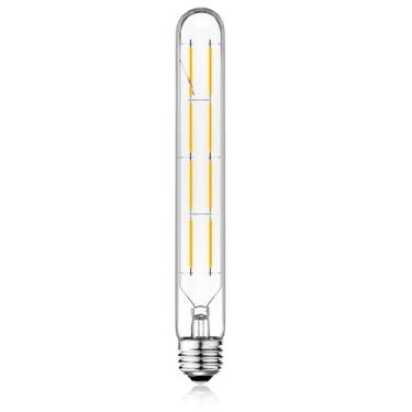 Imagem de XININSUN Lâmpada LED T10, luz tubular de 8,9 polegadas, equivalente a 80 W, 800 lm, regulável, base E26, vidro transparente, branco macio 3000K