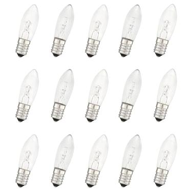 Imagem de 15 lâmpadas de vidro branco quente 3W 2700K velas cônicas E10 lâmpadas de substituição para luzes arco de vela, luzes de cordas, guirlandas de Natal (3W 48V)