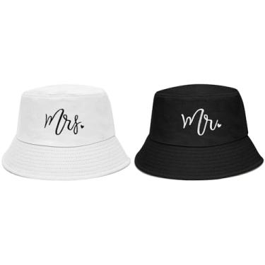 Imagem de MGupzao Bride Bucket Hats - Wedding Gift Set for Bride and Groom, Bridal Shower, Engagement, Honeymoon | Fun Bachelorette Party Decorations & Gifts for Couples (Mr & Mrs)