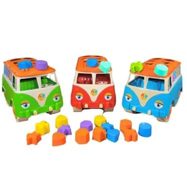 Imagem de Kombi Educativa para Meninos – Brinquedo Pedagógico com 6 Peças de Encaixar – INMETRO – Queen Shop