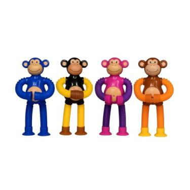Imagem de Pop It Tubo Led Kit 4un Boneco Estica Gruda Puxa Fidget Toy (Macaco)