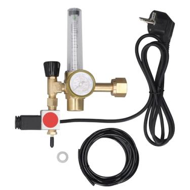 Imagem de Fafeicy Regulador de CO2 Com Válvula Solenóide e Entrada de Latão de Medidor de Vazão CGA320, para Controle de Pressão de Precisão de Hidroponia Interna (Plugue UE 220V)