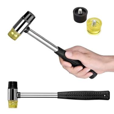 Imagem de Martelo macio frente e verso de borracha de 30 mm, aderência antiderrapante, dupla face de cabeça de borracha e nylon para reparo de joias de couro, artesanato, melhoria da casa