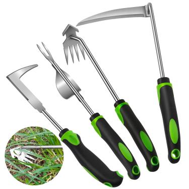 Imagem de JXWENBYX Ferramenta extrator de ervas daninhas, pacote com 4 ferramentas de remoção de ervas daninhas de aço inoxidável, ferramentas de remoção de ervas daninhas portáteis de jardinagem, ferramenta de