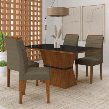 Imagem de Mesa 1,36 Biella Com 4 Cadeiras Estofadas Freijó/pto/sd Capucci - M.a