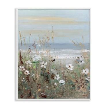 Imagem de Stupell Industries Pintura de flores silvestres litorais arte giclée emoldurada branca, design por Sally Swatland, 76 x 61 cm