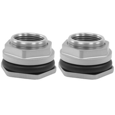 Imagem de Zorveiio Pacote com 2 conectores de tanque de água de anteparo de rosca fêmea NPT de 3/10.2 cm, encaixe de aço inoxidável 304 para barris de chuva, aquários, tanques de água, banheiras, piscinas