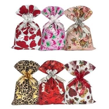 Imagem de 50 Sacos para Presente 25x36cm Embalagem Plástica para Lembrancinhas, Brindes e Festas (Sortido feminino)
