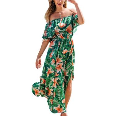 Imagem de Vestido CUPSHE Ruffle Beach Off Shoulder A Line Maxi Summer