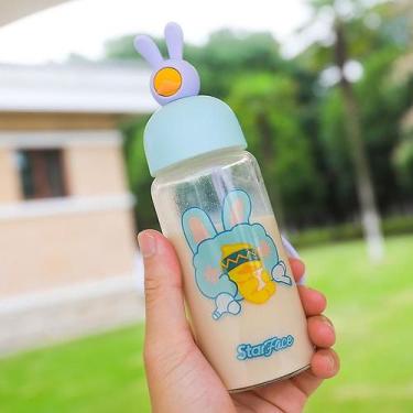 Imagem de Garrafa de água infantil fofa para criança menina coração copo de vidr