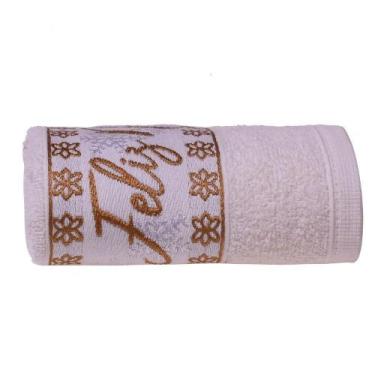 Imagem de Toalha De Banho Feliz Natal Bordada Jacquard 68X135 Bene Casa Pérola