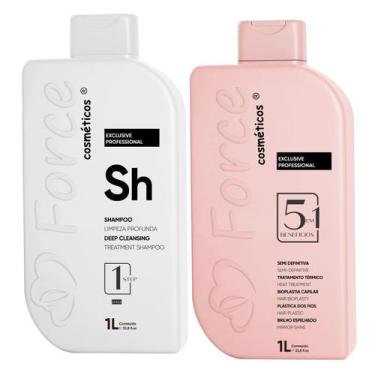 Imagem de Force Cosméticos Semi Definitiva 5 em 1  Shampoo Limpeza Tratamento Té