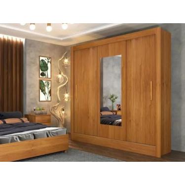 Imagem de Guarda Roupa Valencia 3 Portas de correr e 4 Gavetas Com Espelho Tcil 