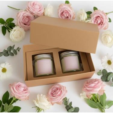 Imagem de Caixas para Kit 02 Mini Velas Pote Geleinha Presentes Embalagens 40ml - Kraft