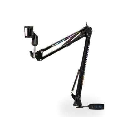 Imagem de Novavida, Suporte para Microfone com Braço Articulado e Iluminação RGB Ajustável Ideal para Streaming Games e Estúdio Com Controle