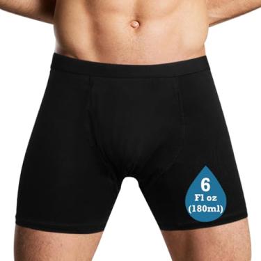 Imagem de Roupa íntima reutilizável para incontinência para homens, cuecas boxer laváveis, secas e à prova de vazamento, fraldas masculinas adultas para absorção urinária (preta, 1 peça, 5GG)