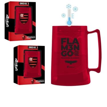 Imagem de Kit 2 Caneca Copo Gel 300Ml Vermelho Térmico Congelante
