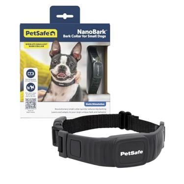 Imagem de PetSafe Coleira NanoBark – Coleira de latido menor do mundo para cães pequenos e médios, 10 níveis de estimulação estática, treinamento anti-latido à prova d'água e recarregável, design confortável e