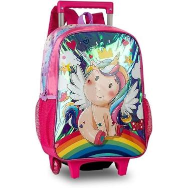 Imagem de Mochila de Rodinhas Infantil com Estampa de Unicórnio, Alça Ajustável