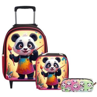 Imagem de Mochila Escolar de Rodinha Menina | Kit Bolsa Infantil Reforçada Grande Passeio | 3 Peças