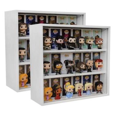 Imagem de Expositor para funko pop MDF 3 vãos (para caixas e pops) branco, Dom M