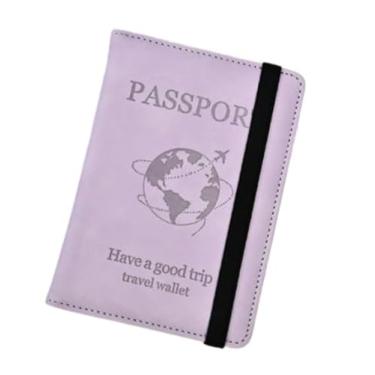 Imagem de Carteira protetora de couro PU unissex com compartimento para cartão e porta-bilhetes, Roxa, Conveniente