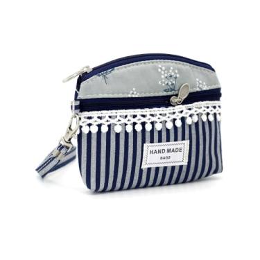 Imagem de Bolsa feminina pastoral fofa de renda pequena com porta-cartões e moedas, Cinza, Carteira pequena