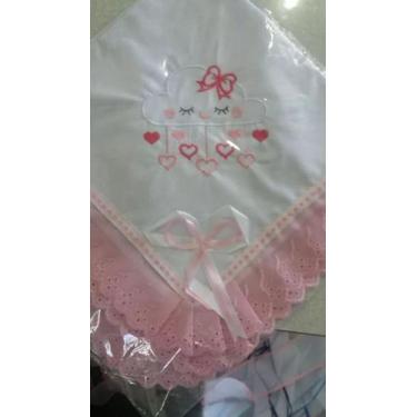 Imagem de Manta para Bebe Menina Rosa Nuvem Chuva De Amor Rosa - Manta Verão par