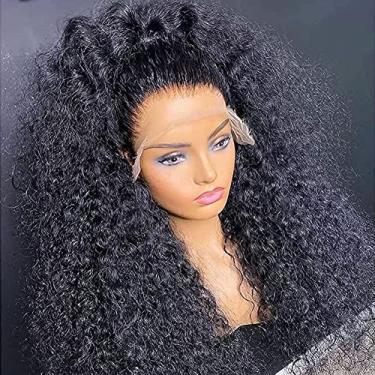 Imagem de Peruca de cabelo humano encaracolado sem cola, 13 x 4 HD, tela frontal para mulheres negras, cabelo virgem brasileiro, densidade 150% cor natural, 71 cm