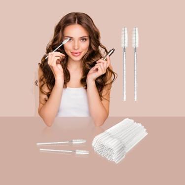 Imagem de G2PLUS Escova de cílios 100 peças, varinhas de rímel descartáveis, pincéis de cílios brancos cristal para maquiador, extensão de cílios, salão, viagem e maquiagem de casamento