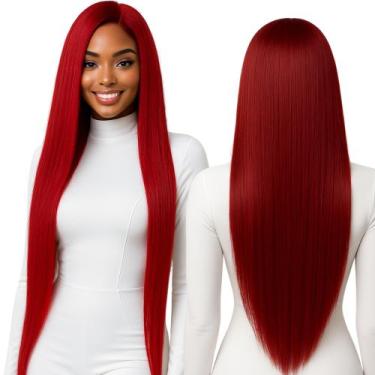 Imagem de Peruca Moderna Estilosa Vermelha Lisa sem Franja - Maya Hair