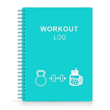 Imagem de Registo de treino para mulheres e homens – Agenda de fitness A5 para acompanhar a perda de peso, diário de treino para academia, progresso de musculação – rastreador diário de saúde e bem-estar, azul-petróleo