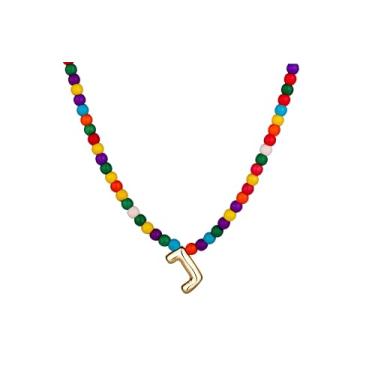 Imagem de WomenGifts Colares com inicial bolha para mulheres modernos, delicados e coloridos feitos à mão, joias para meninas adolescentes, colar com pingente de letra A a Z, presentes de aniversário para ela