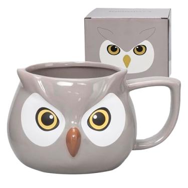 Imagem de ToCooTo Caneca de coruja - xícara de café de cerâmica para mulheres, caneca de café engraçada 3D, presentes de coruja de aniversário de Natal para mulheres homens e crianças 400 ml
