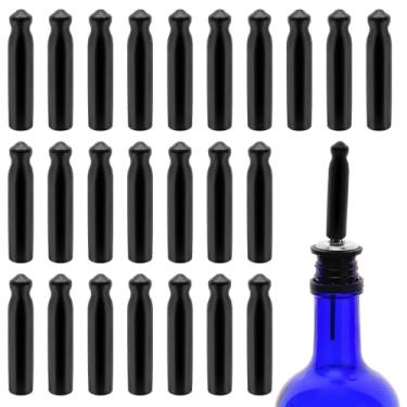 Imagem de 24 peças de tampa de borracha preta para garrafa de licor, tampa dispensadora, tampas de poeira, tampas de garrafa de licor, tampa de bico para bares, clubes de vinho, cafés, cozinha (não inclui o