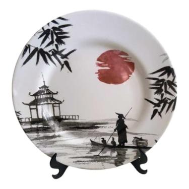 Imagem de Prato decorativo enfeite com suporte artigo casa cozinha decoracao festa mesa posta 21 cm (Japão)