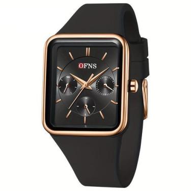 Imagem de Relógio quadrado de quartzo feminino da OFNS, à prova d'água, Rosa Pre